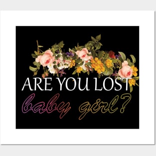 365 days - Are you lost baby girl (spring flowers and rainbow outline) | Michele Posters and Art